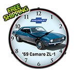 Collectable Sign and Clock 1969 Camaro ZL-1 Backlit Wall Clock