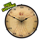 Collectable Sign and Clock Vitruvian Man Backlit Wall Clock