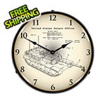 Collectable Sign and Clock 1995 M1A2 Abrams Main Battle Tank Patent Blueprint Backlit Wall Clock