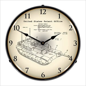 1995 M1A2 Abrams Main Battle Tank Patent Blueprint Backlit Wall Clock
