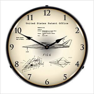 1993 F-17 Nighthawk Stealth Fighter Patent Blueprint Backlit Wall Clock