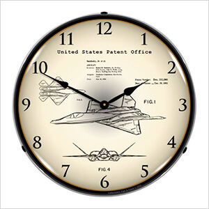 1992 F-22 Raptor Patent Blueprint Backlit Wall Clock