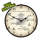 Collectable Sign and Clock 1973 AH-64 Apache Helicopter Patent Blueprint Backlit Wall Clock