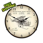 Collectable Sign and Clock 1966 Bell 47D-1 Helicopter Patent Blueprint Backlit Wall Clock