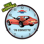 Collectable Sign and Clock 1976 Corvette Backlit Wall Clock