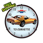 Collectable Sign and Clock 1973 Corvette Backlit Wall Clock