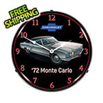 Collectable Sign and Clock 1972 Monte Carlo Backlit Wall Clock