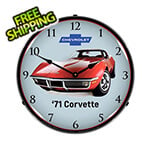 Collectable Sign and Clock 1971 Corvette Backlit Wall Clock