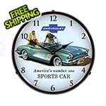 Collectable Sign and Clock 1960 Corvette Backlit Wall Clock
