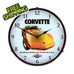 Collectable Sign and Clock 1974 Corvette Backlit Wall Clock
