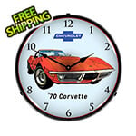 Collectable Sign and Clock 1970 Corvette Backlit Wall Clock