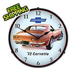 Collectable Sign and Clock 1972 Corvette Backlit Wall Clock