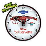 Collectable Sign and Clock 1958 Corvette Dash Backlit Wall Clock