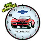 Collectable Sign and Clock 1965 Corvette Convertible Backlit Wall Clock
