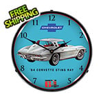 Collectable Sign and Clock 1964 Corvette Sting Ray Backlit Wall Clock