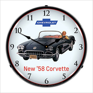 1958 Corvette Backlit Wall Clock
