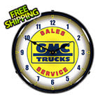 Collectable Sign and Clock GMC Trucks Sales Service Backlit Wall Clock