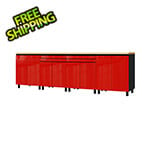 Contur Cabinet 10' Premium Cayenne Red Garage Cabinet System with Butcher Block Tops