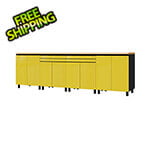 Contur Cabinet 10' Premium Vespa Yellow Garage Cabinet System with Butcher Block Tops