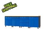 Contur Cabinet 10' Premium Santorini Blue Garage Cabinet System with Butcher Block Tops