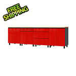 Contur Cabinet 10' Premium Cayenne Red Garage Cabinet System with Butcher Block Tops