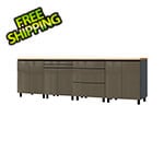 Contur Cabinet 10' Premium Terra Grey Garage Cabinet System with Butcher Block Tops