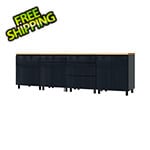 Contur Cabinet 10' Premium Karbon Black Garage Cabinet System with Butcher Block Tops