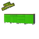 Contur Cabinet 10' Premium Lime Green Garage Cabinet System with Butcher Block Tops