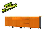 Contur Cabinet 10' Premium Traffic Orange Garage Cabinet System with Butcher Block Tops