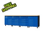 Contur Cabinet 10' Premium Santorini Blue Garage Cabinet System with Butcher Block Tops