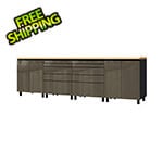 Contur Cabinet 10' Premium Terra Grey Garage Cabinet System with Butcher Block Tops