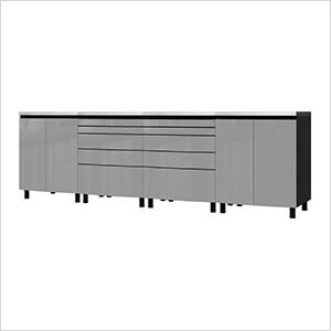10' Premium Lithium Grey Garage Cabinet System with Stainless Steel Tops