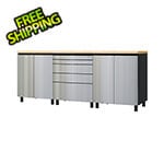 Contur Cabinet 7.5' Premium Stainless Steel Garage Cabinet System with Butcher Block Tops