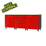 Contur Cabinet 7.5' Premium Cayenne Red Garage Cabinet System with Butcher Block Tops