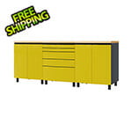 Contur Cabinet 7.5' Premium Vespa Yellow Garage Cabinet System with Butcher Block Tops