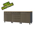 Contur Cabinet 7.5' Premium Terra Grey Garage Cabinet System with Butcher Block Tops