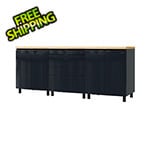 Contur Cabinet 7.5' Premium Karbon Black Garage Cabinet System with Butcher Block Tops