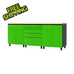 Contur Cabinet 7.5' Premium Lime Green Garage Cabinet System with Butcher Block Tops