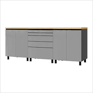 7.5' Premium Lithium Grey Garage Cabinet System with Butcher Block Tops