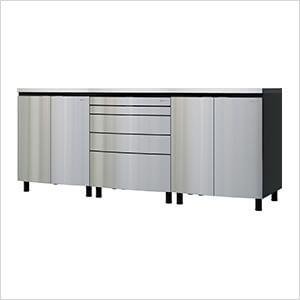 7.5' Premium Stainless Steel Garage Cabinet System with Stainless Steel Tops