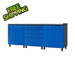 Contur Cabinet 7.5' Premium Santorini Blue Garage Cabinet System with Stainless Steel Tops