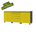 Contur Cabinet 7.5' Premium Vespa Yellow Garage Cabinet System with Stainless Steel Tops