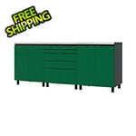 Contur Cabinet 7.5' Premium Racing Green Garage Cabinet System with Stainless Steel Tops