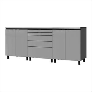 7.5' Premium Lithium Grey Garage Cabinet System with Stainless Steel Tops