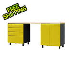 Contur Cabinet 7.5' Premium Vespa Yellow Garage Cabinet System with Butcher Block Tops