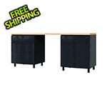 Contur Cabinet 7.5' Premium Karbon Black Garage Cabinet System with Butcher Block Tops