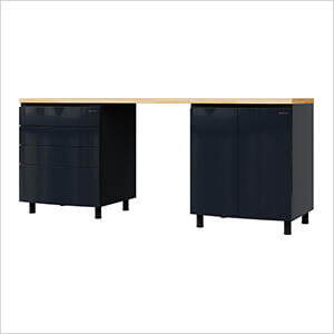 7.5' Premium Karbon Black Garage Cabinet System with Butcher Block Tops