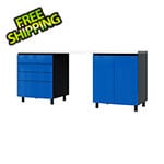 Contur Cabinet 7.5' Premium Santorini Blue Garage Cabinet System with Stainless Steel Tops