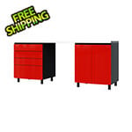 Contur Cabinet 7.5' Premium Cayenne Red Garage Cabinet System with Stainless Steel Tops