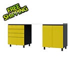 Contur Cabinet 7.5' Premium Vespa Yellow Garage Cabinet System with Stainless Steel Tops